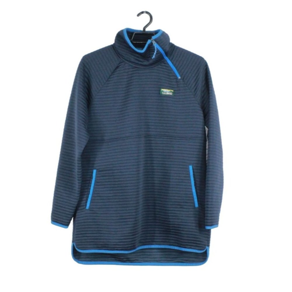 LL Bean Airlight Blue Knit Asymmetrical Quarter-Zip Tunic Sweater Size M